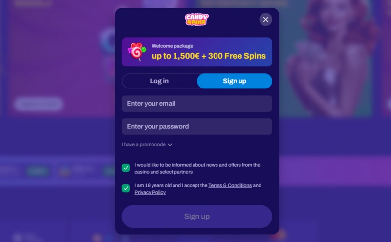 candyspinz login page
